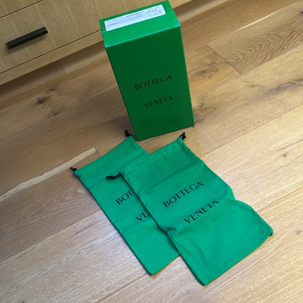 Bottega Vaneta green shoe box and double dust bags